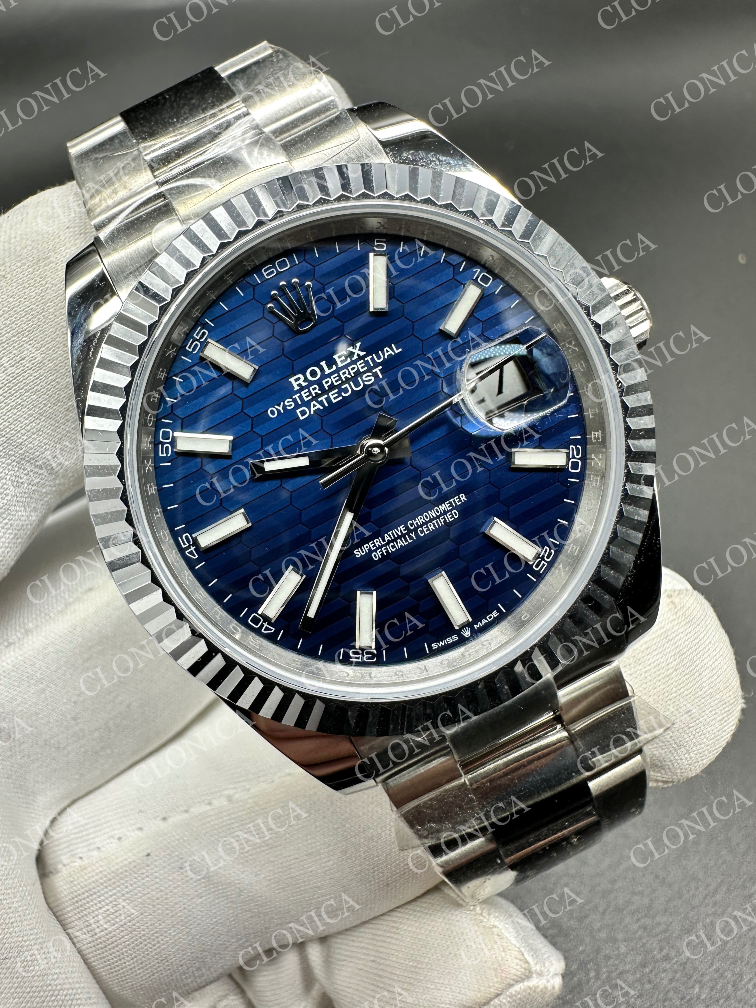DATEJUST 41 126334 904L SS BLUE FLUTED DIAL STICK MARKER ON OYSTER BRACELET DD3235 — view 2