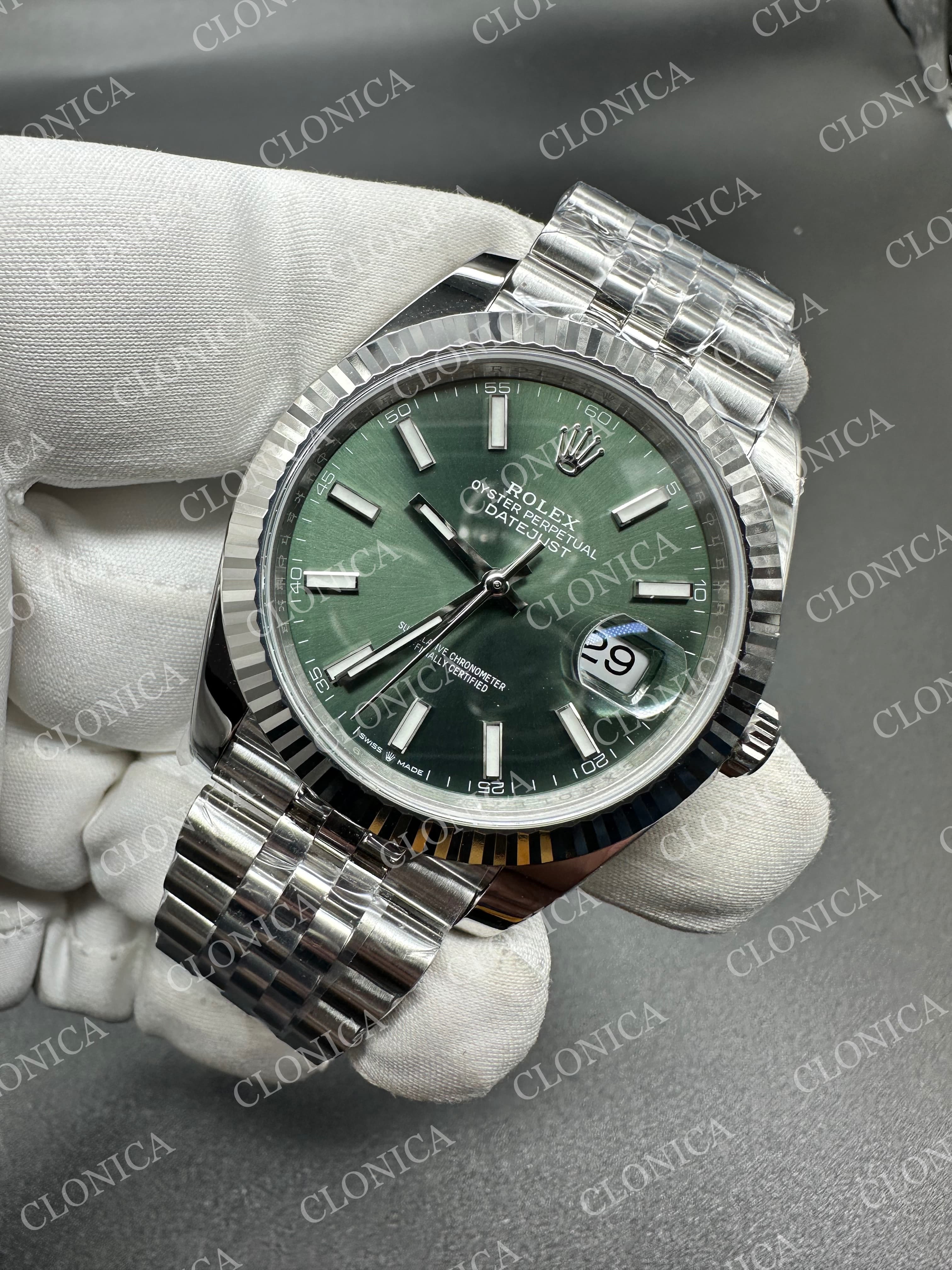 DATEJUST 41 126334 904L SS GREEN DIAL STICK MARKER ON JUBILEE BRACELET — view 3