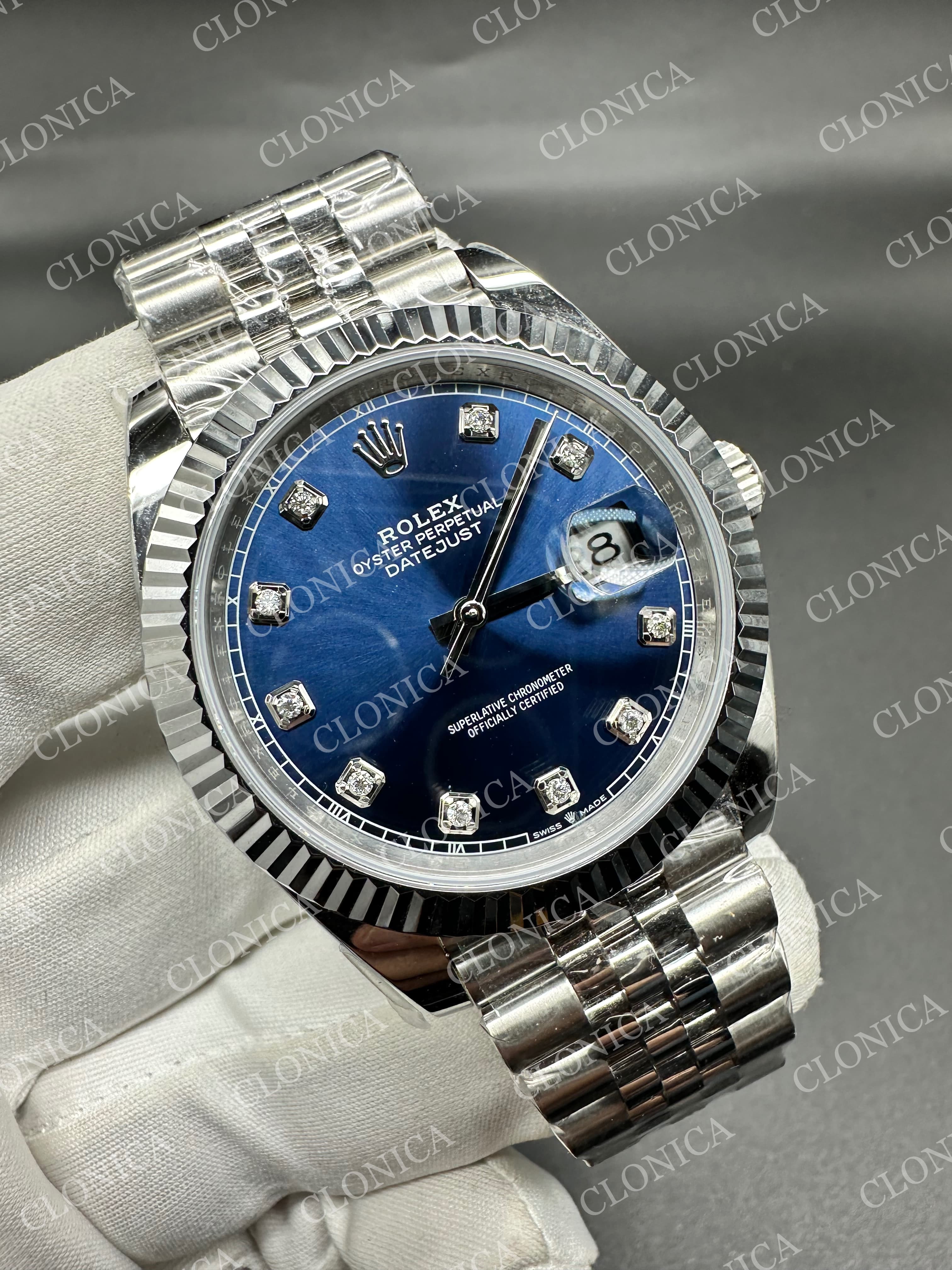 DATEJUST 41 126334 904L SS BLUE DIAL DIAMOND MARKER ON JUBILEE BRACELET — view 2
