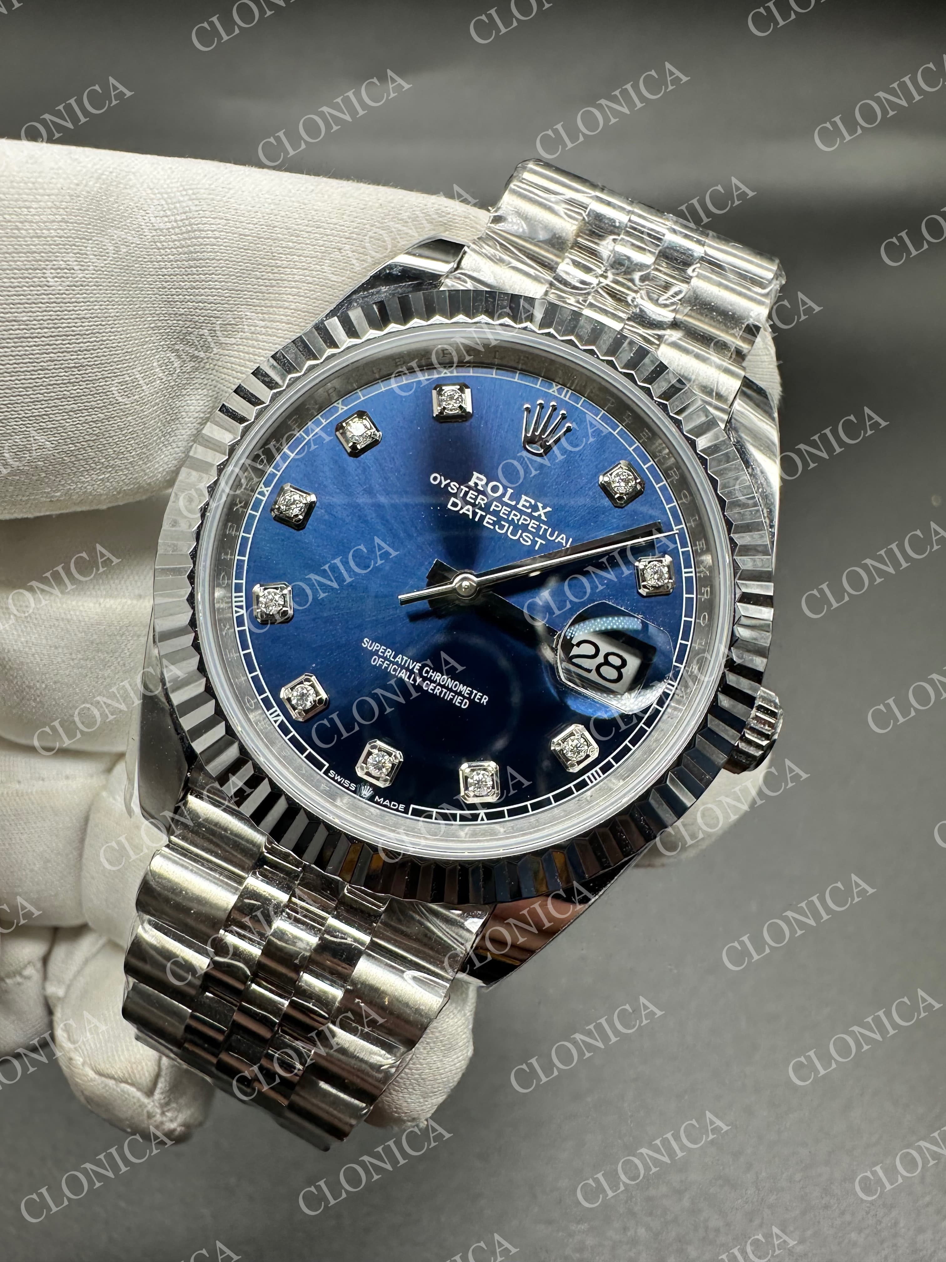 DATEJUST 41 126334 904L SS BLUE DIAL DIAMOND MARKER ON JUBILEE BRACELET — view 3