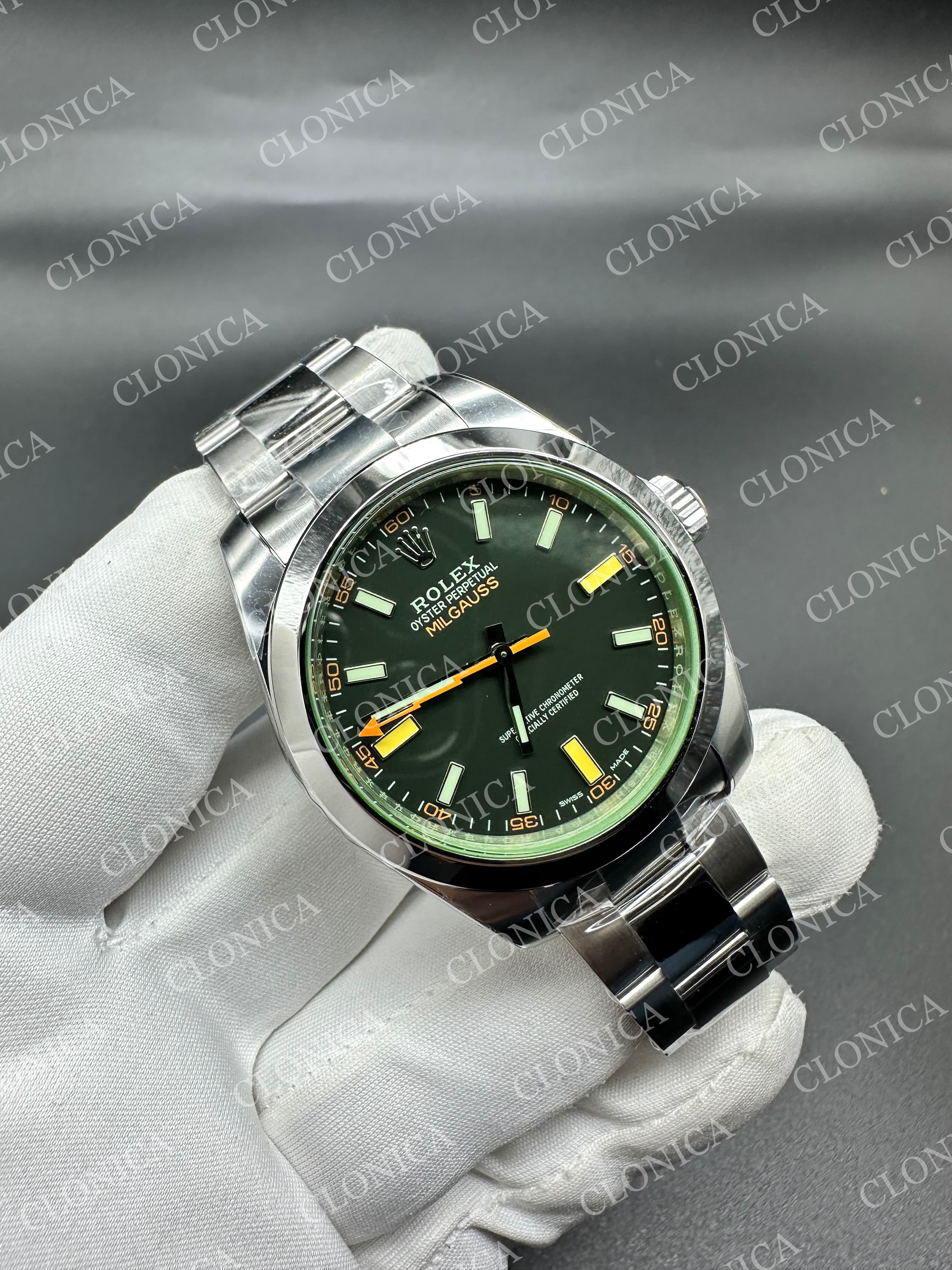 MILGAUSS 116400 GV REAL GREEN SAPPHIRE 904L SS BLACK DIAL ON 904L SS BRACELET — view 2