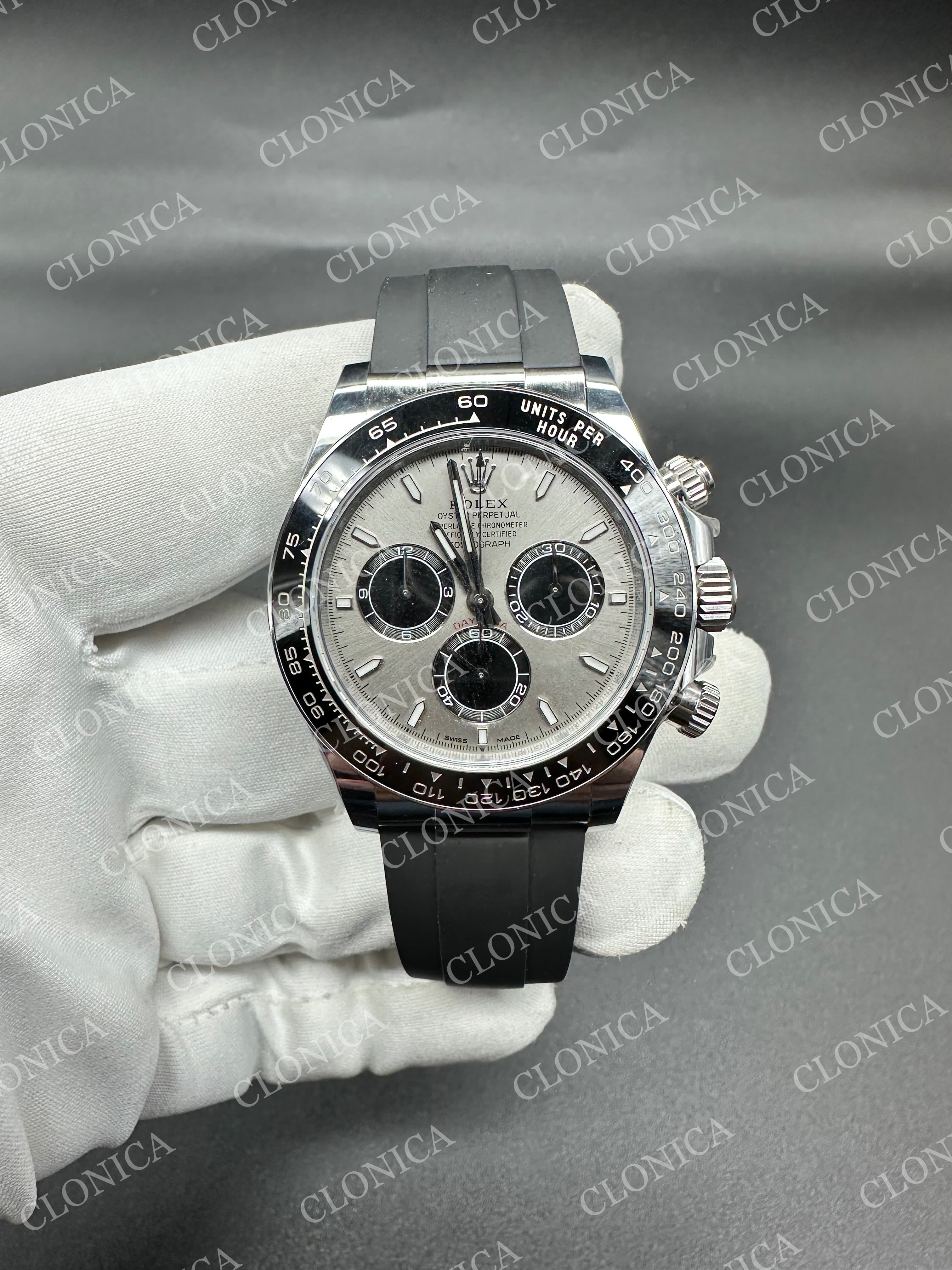 DAYTONA 126519 GAIN WEIGHT SS GREY DIAL BLACK SUBDIAL ON OYSTERFLEX STRAP — view 1