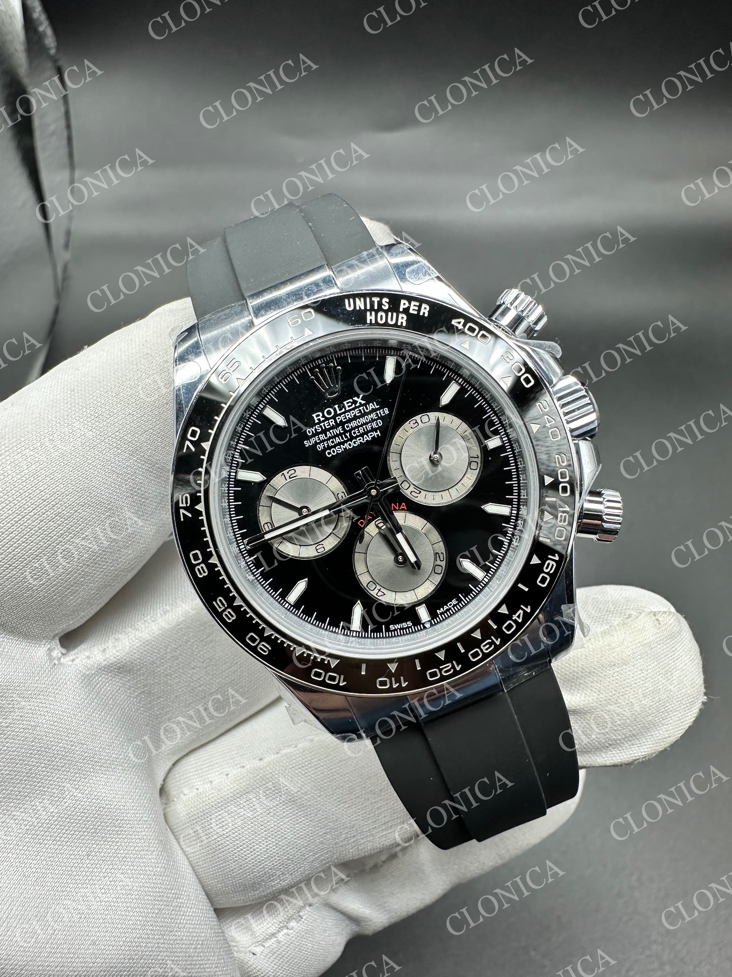 DAYTONA 126519 GAIN WEIGHT BLACK DIAL SILVER SUBDIAL ON OYSTERFLEX STRAP — view 2