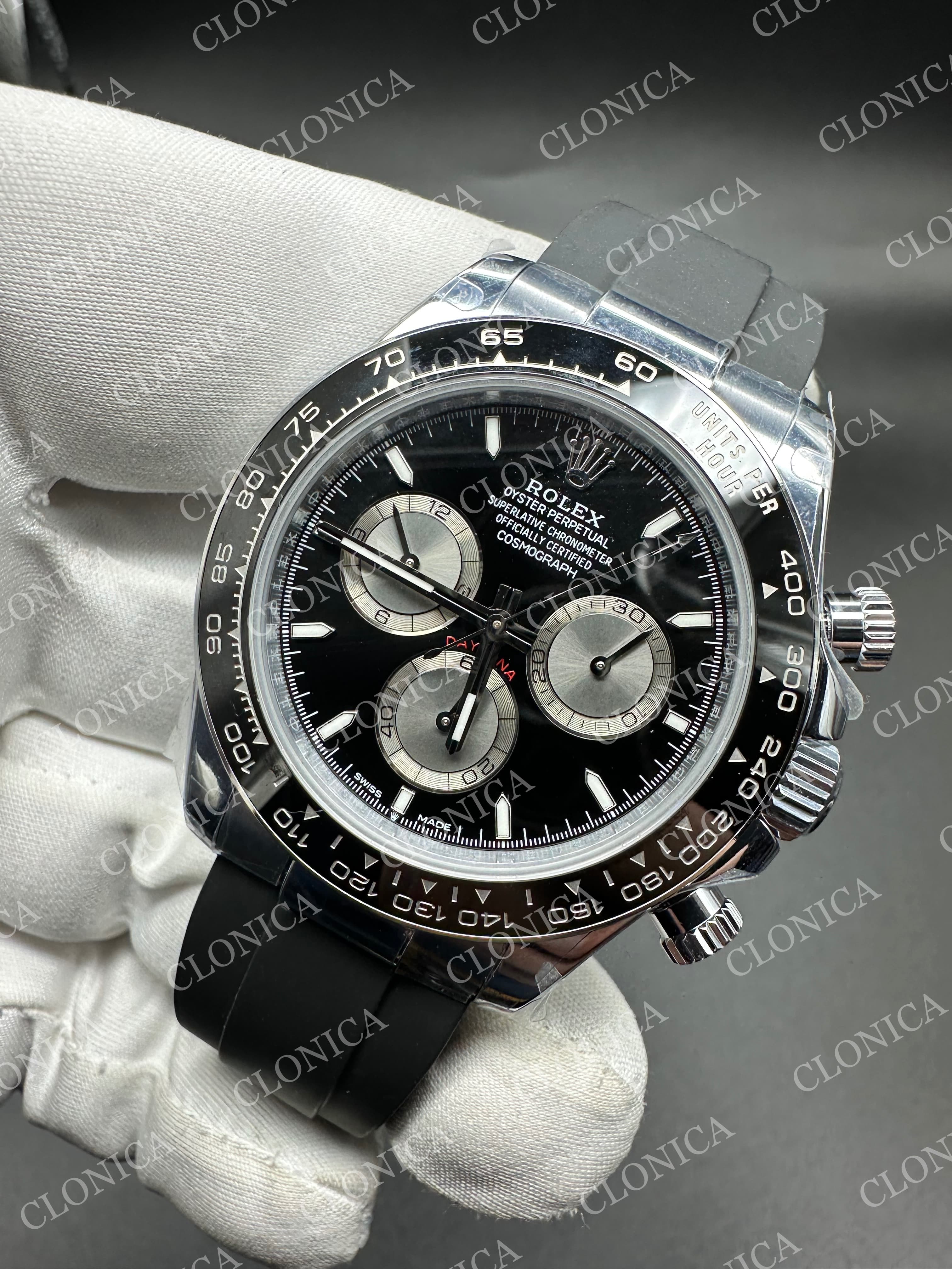 DAYTONA 126519 GAIN WEIGHT BLACK DIAL SILVER SUBDIAL ON OYSTERFLEX STRAP — view 3