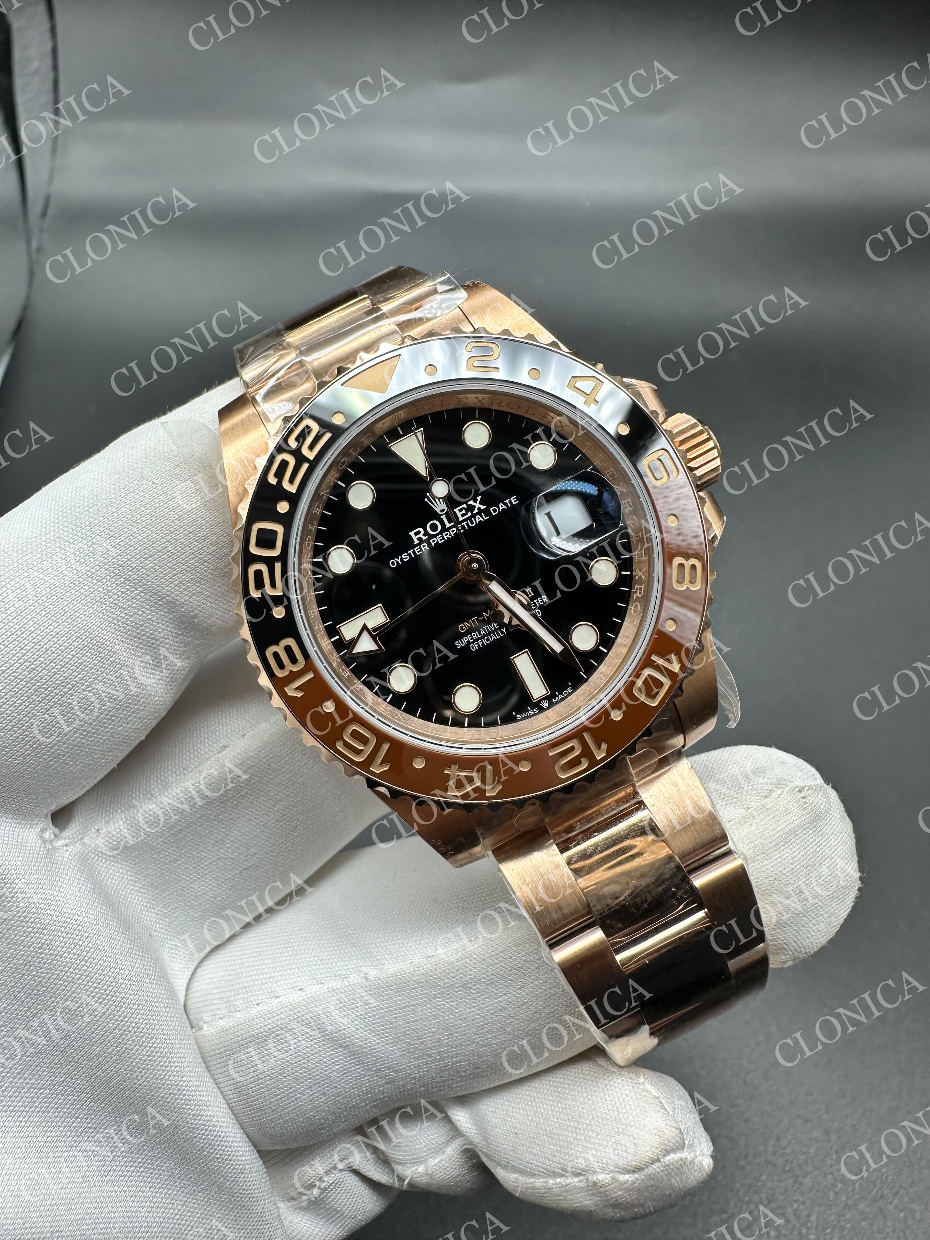 GMT MASTER II 126711 CHNR 904L RG BLACK DIAL ON SS/RG BRACELET DD3285 — view 2