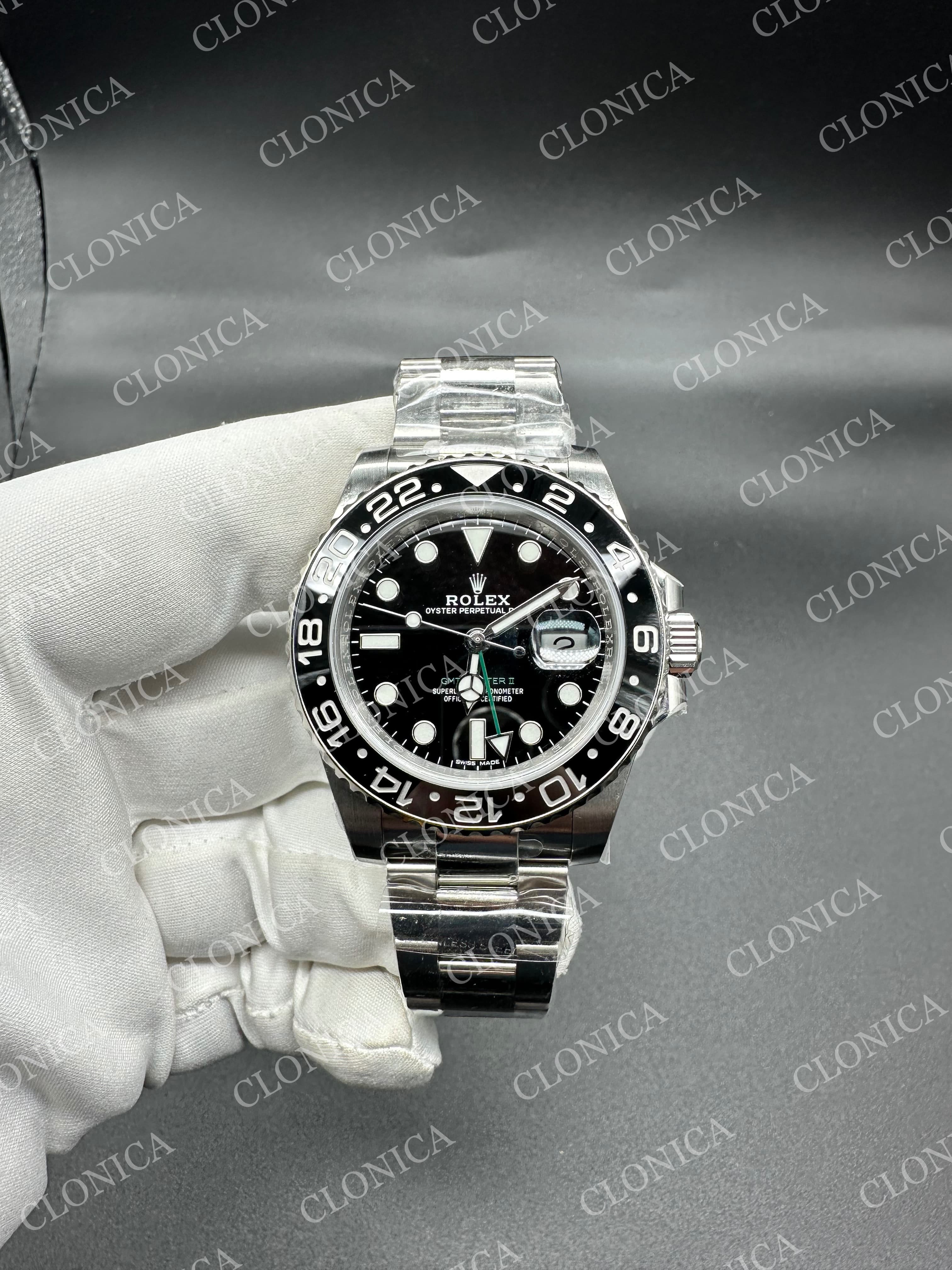 GMT MASTER II 116710 LN 904L SS BLACK DIAL ON OYSTER BRACELET DD3285 — view 1