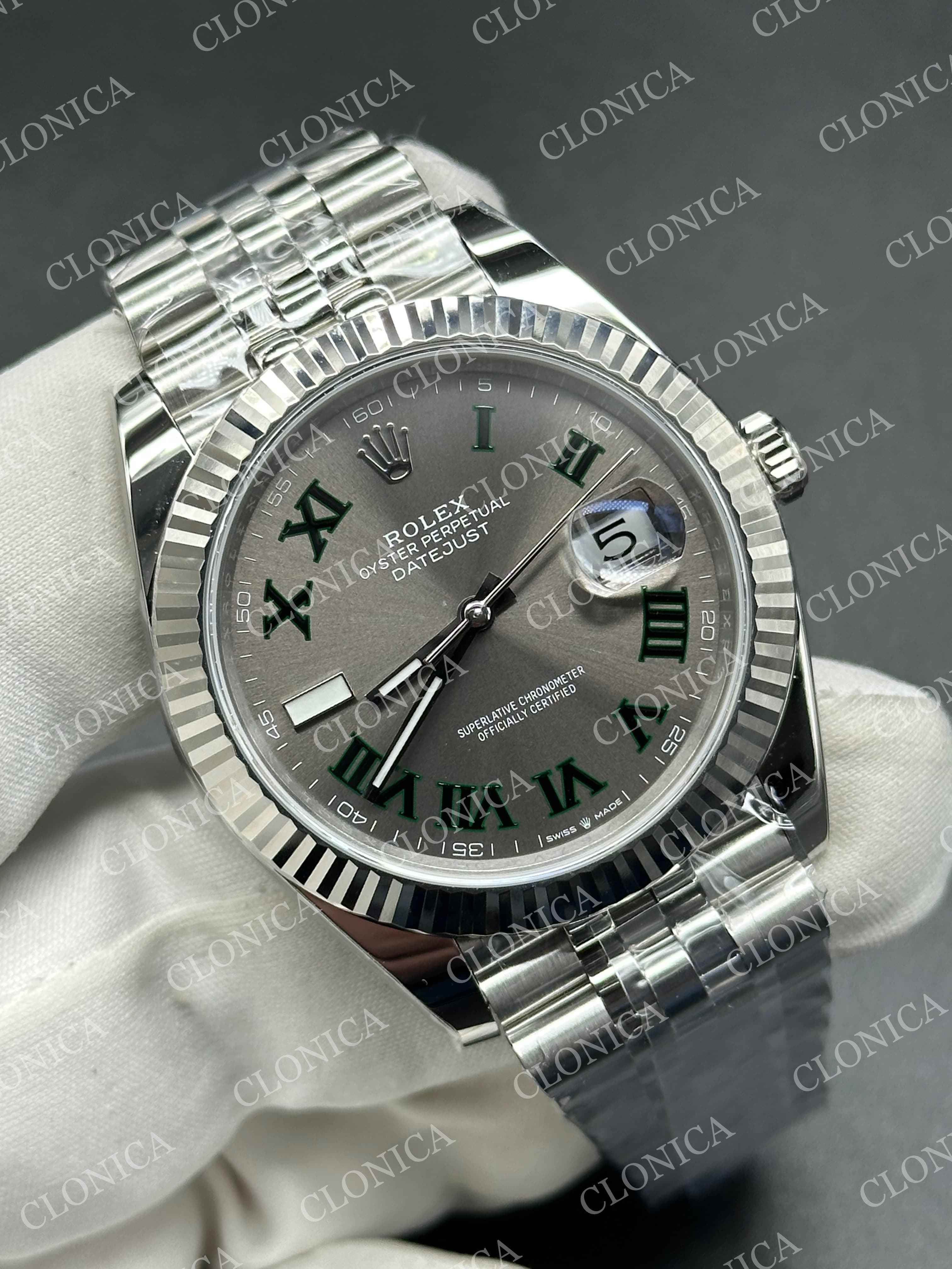 DATEJUST 41 126334 904L SS GRAY DIAL GREEN ROMAN MARKER ON JUBILEE BRACELET DD3235 — view 2