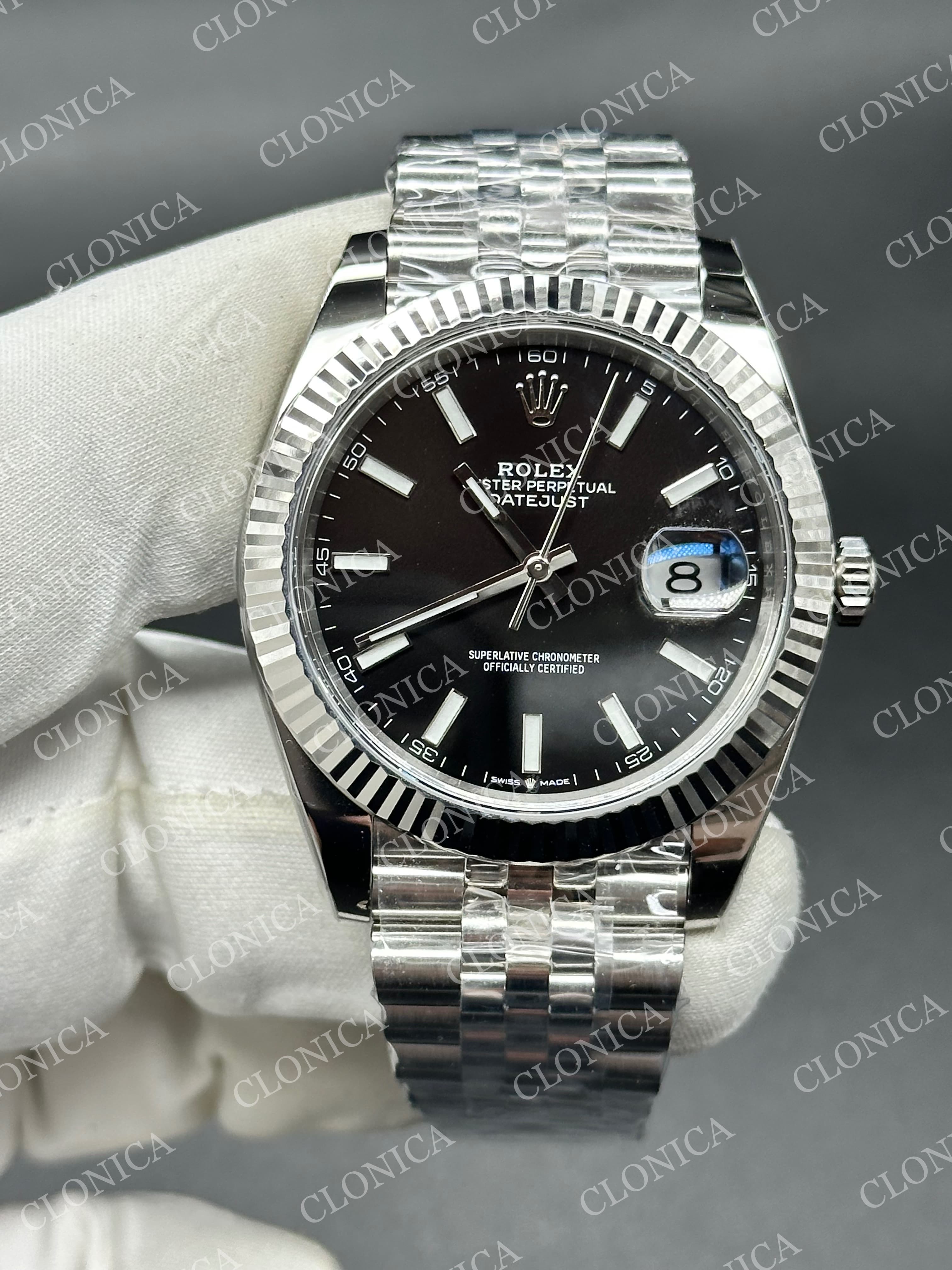 DATEJUST 41 SS 126231 904L SS BLACK DIAL STICK MARKERS ON JUBILEE BRACELET DD3235