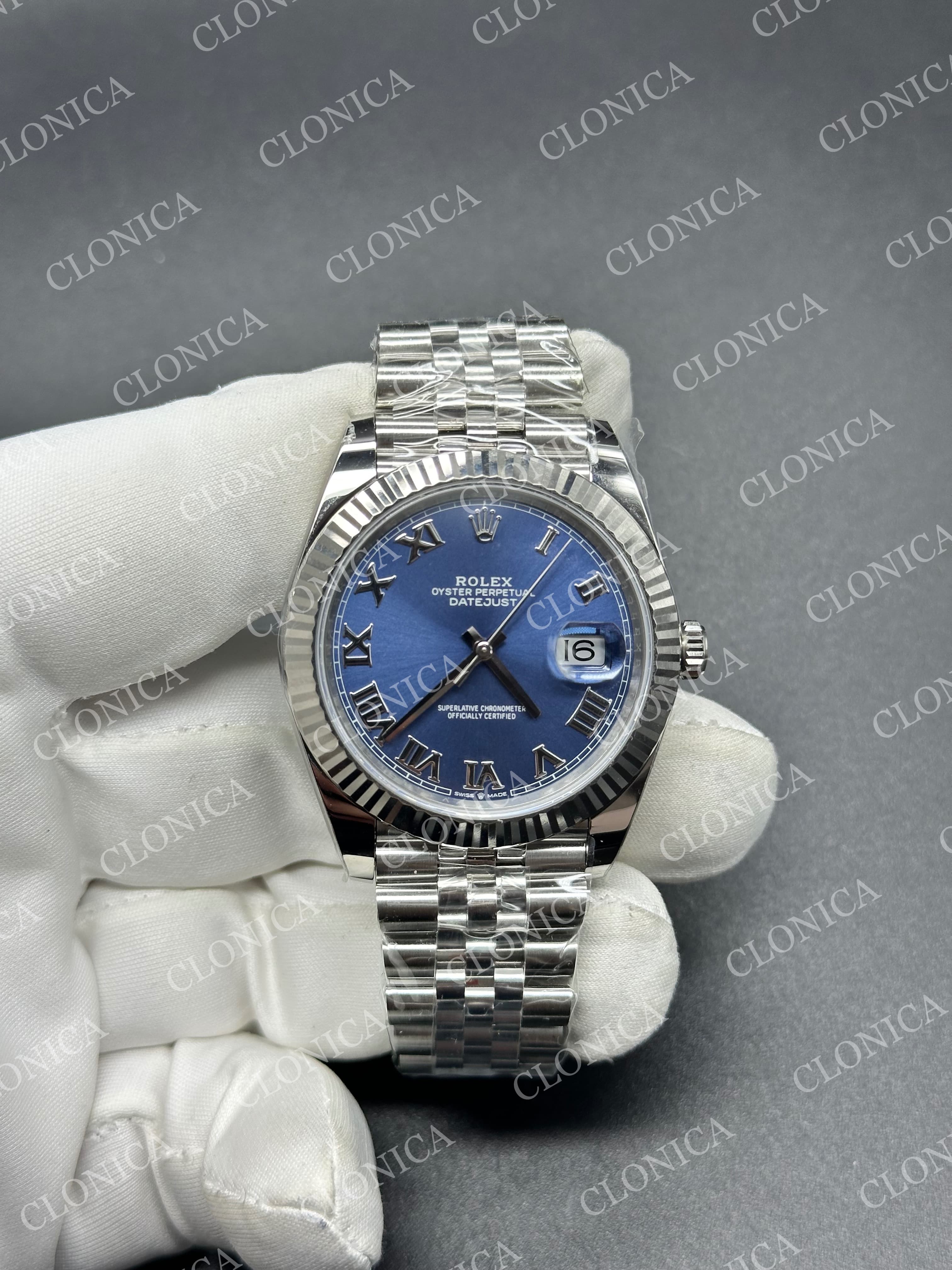 DATEJUST 41 SS 126231 904L SS BLUE ROMAN DIAL STICK MARKERS ON JUBILEE BRACELET DD3235