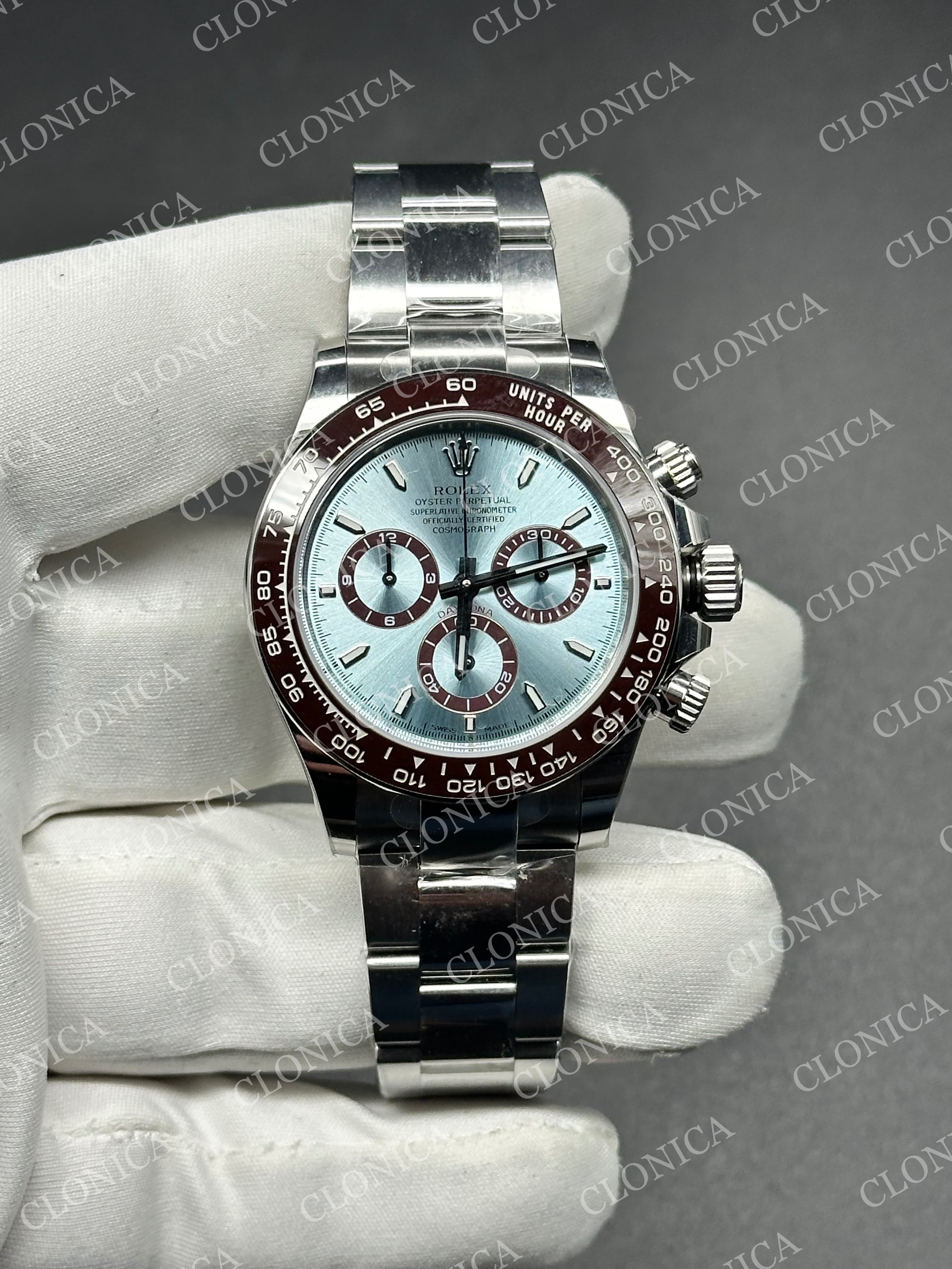 DAYTONA 126506 GAIN WEIGHT ICE BLUE DIAL STICK MARKERS ON BRACELET 215 GR — view 1