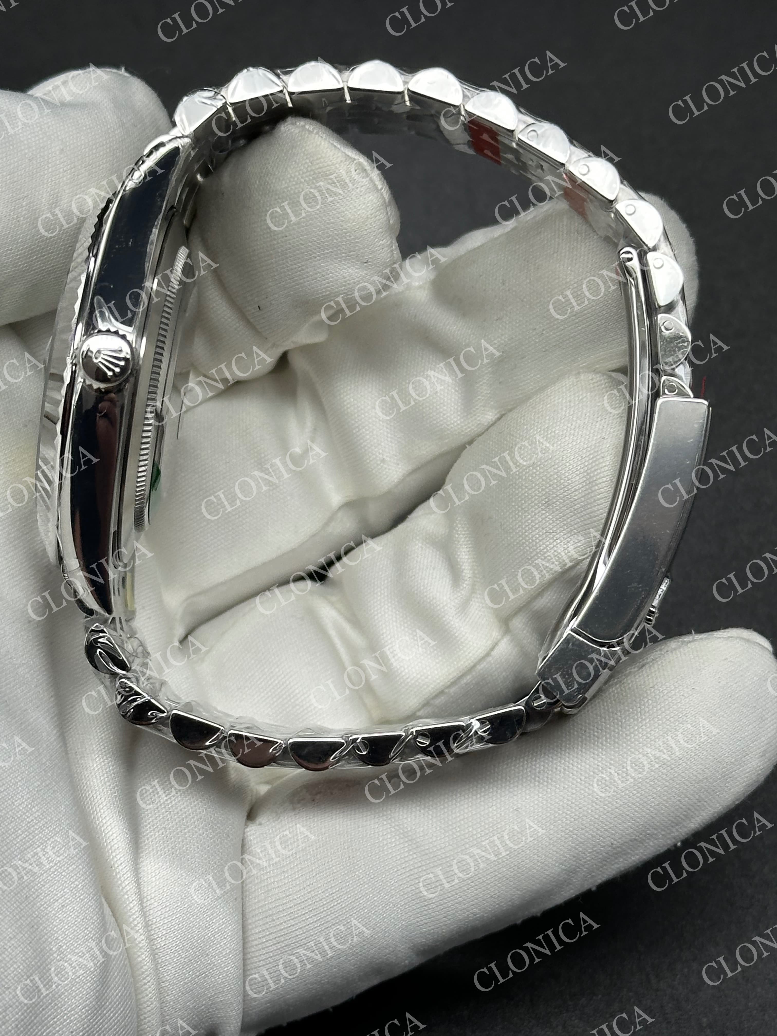 DATEJUST 41 126334 FREE SPRUNG 904L SS GREEN DIAL STICK MARKER ON JUBILEE BRACELET — view 4