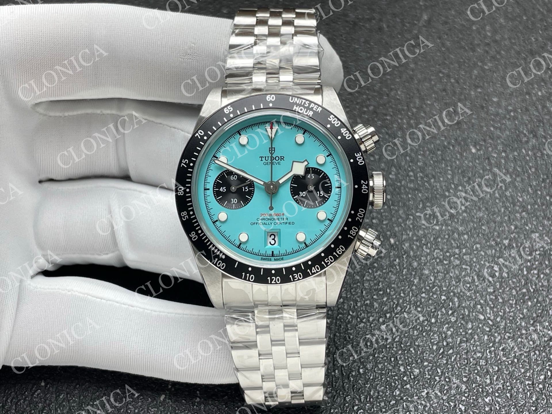 BLACK BAY CHRONO SS TIFFANY BLUE DIAL ON SS BRACELET A7750 — view 1