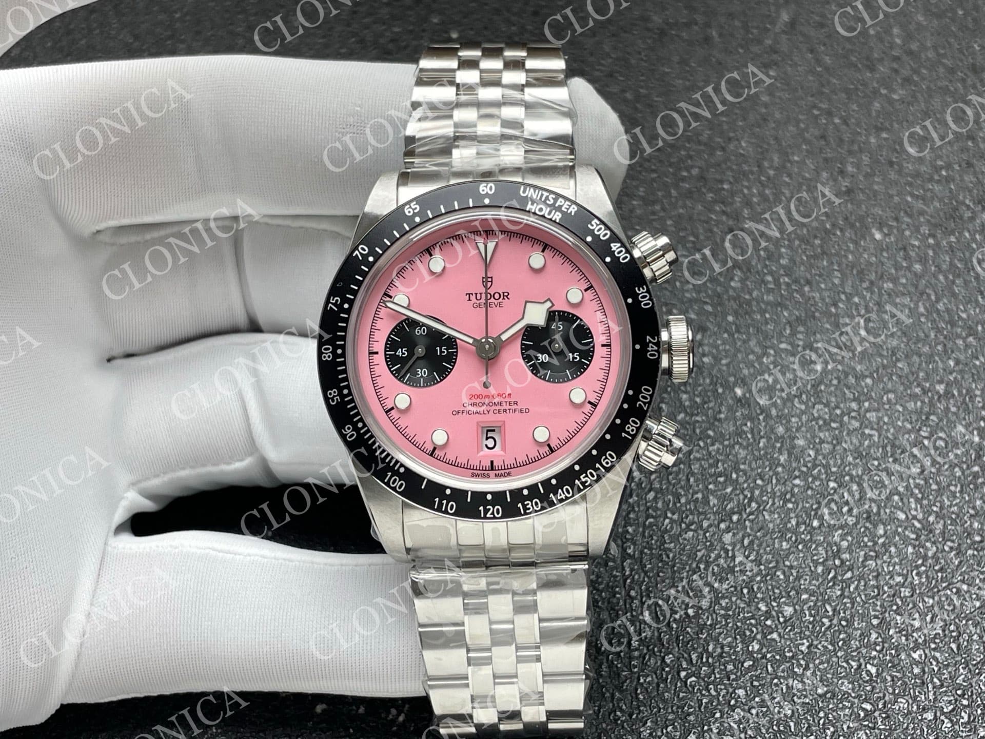 BLACK BAY CHRONO SS PINK DIAL ON SS BRACELET A7750 — view 1