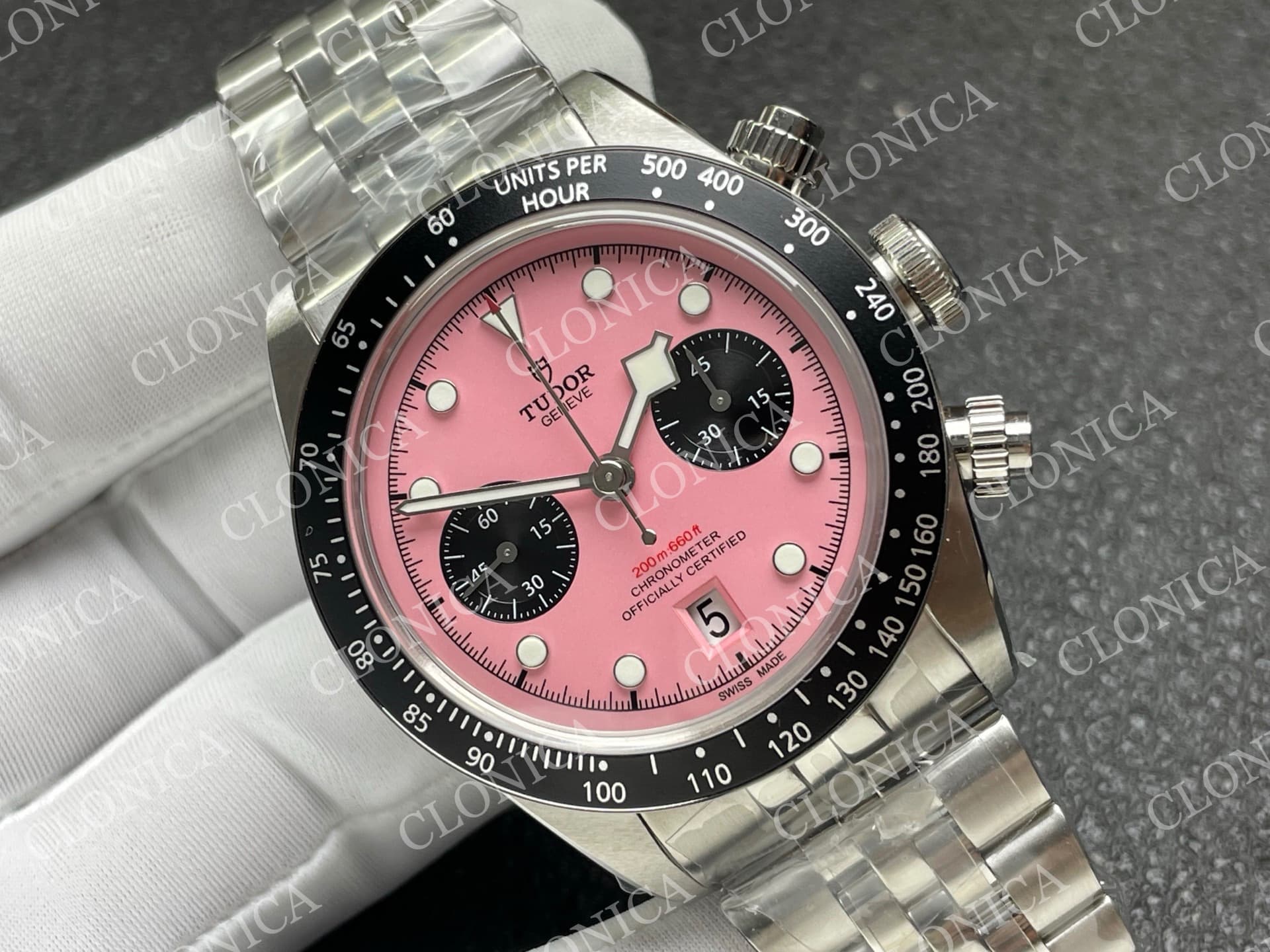 BLACK BAY CHRONO SS PINK DIAL ON SS BRACELET A7750 — view 2