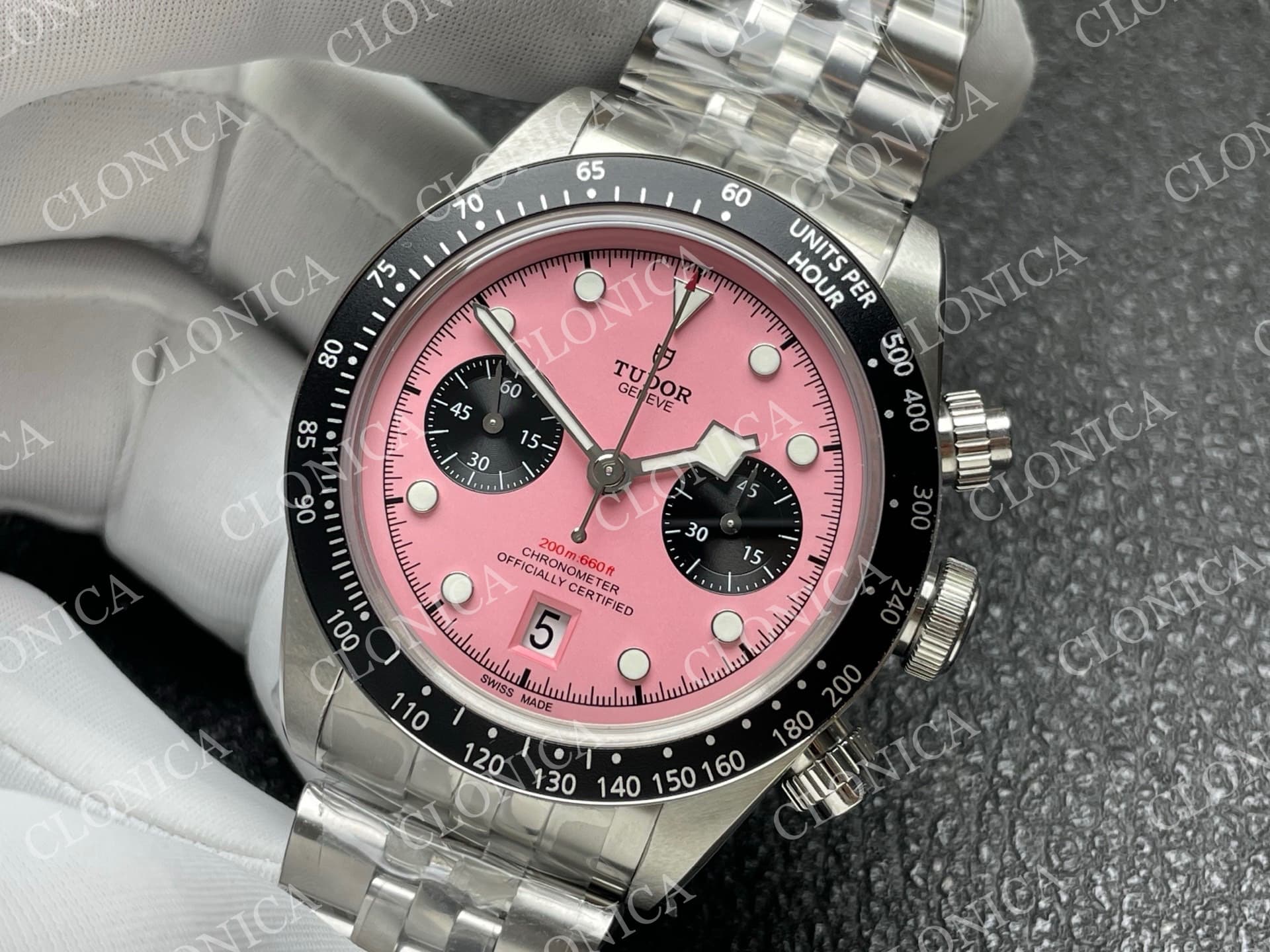 BLACK BAY CHRONO SS PINK DIAL ON SS BRACELET A7750 — view 9