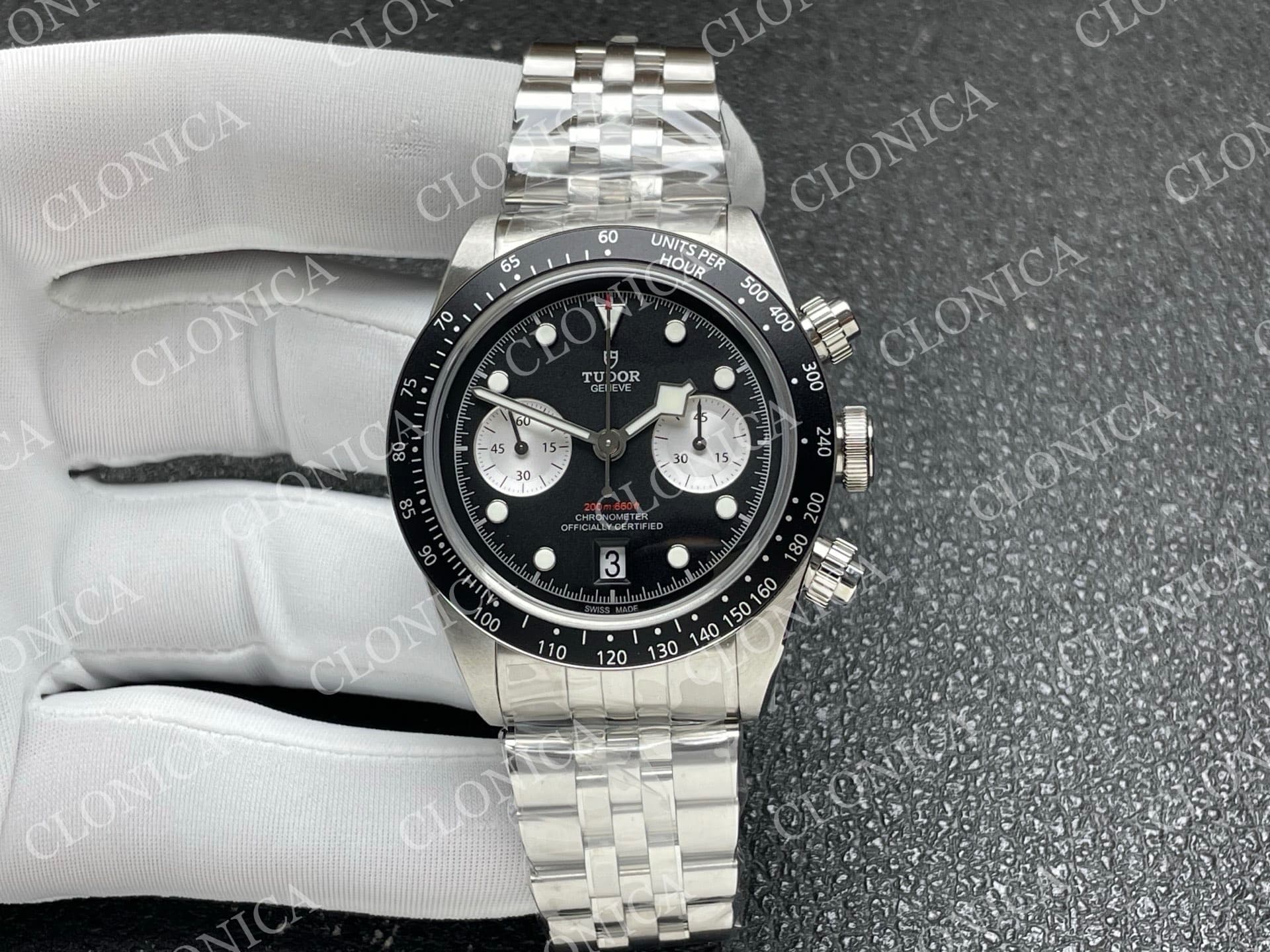 BLACK BAY CHRONO SS BLACK/WHITE DIAL ON SS BRACELET A7750 — view 1