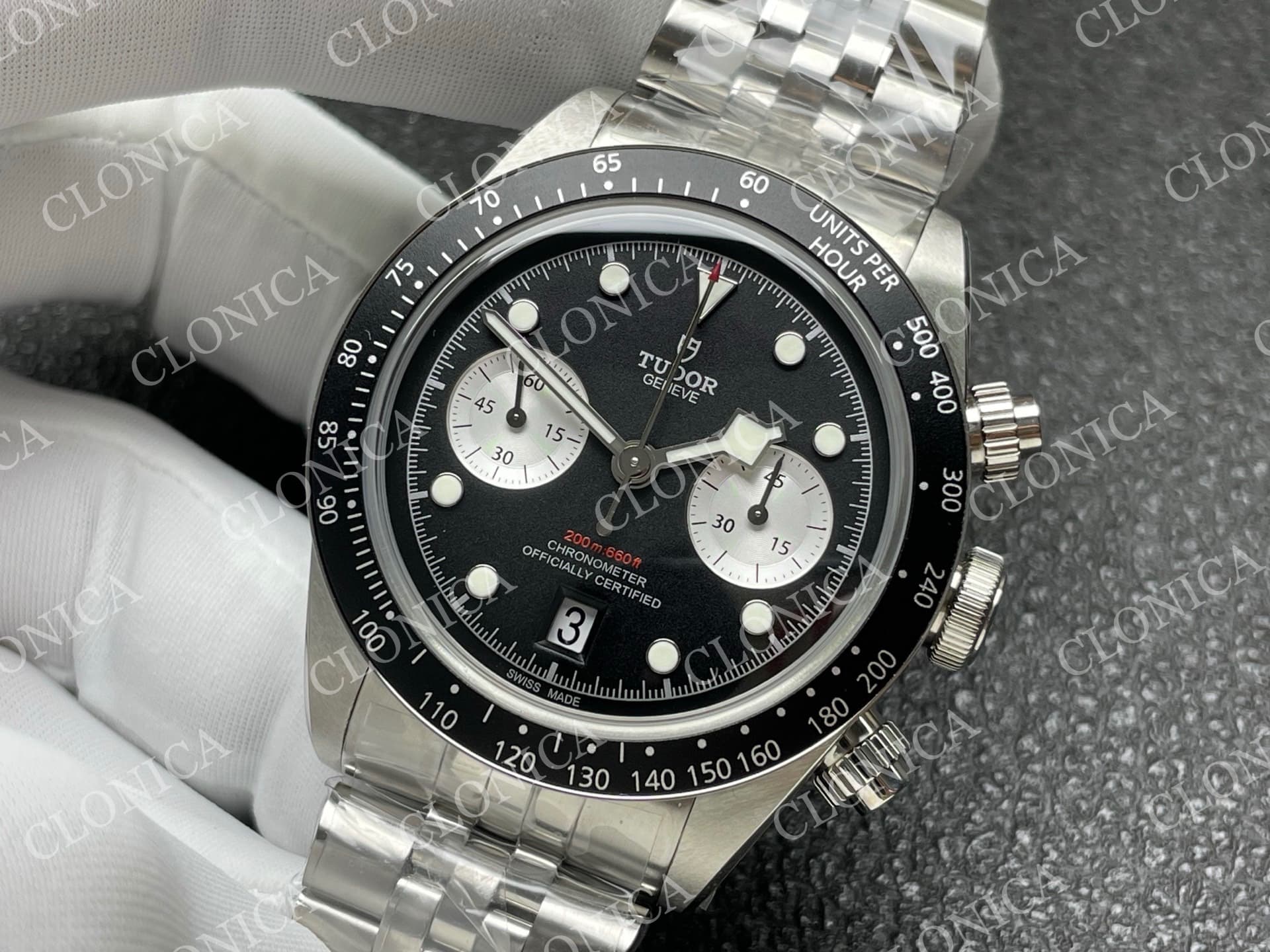 BLACK BAY CHRONO SS BLACK/WHITE DIAL ON SS BRACELET A7750 — view 4