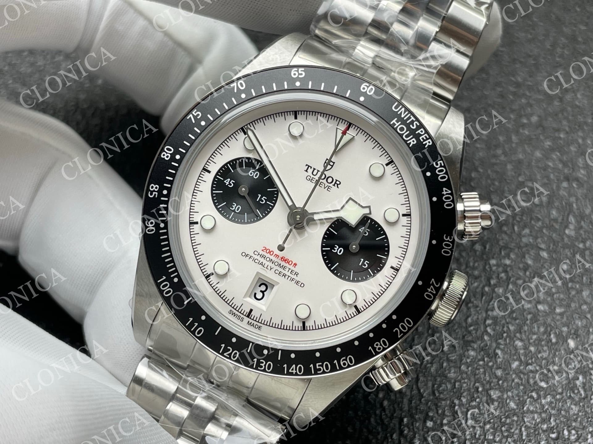 BLACK BAY CHRONO SS WHITE/BLACK DIAL ON SS BRACELET A7750 — view 4