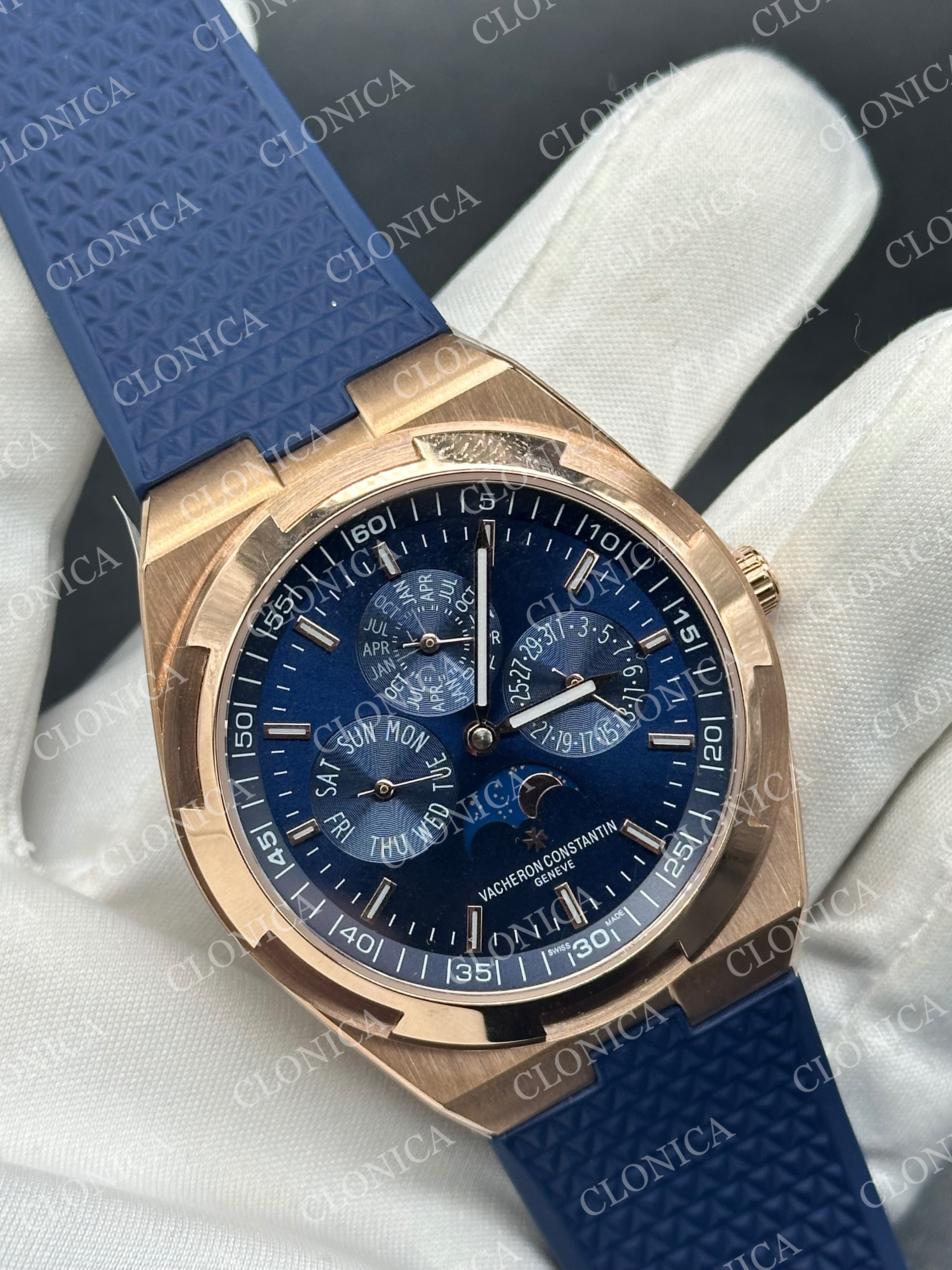 OVERSEAS PERPETUAL CALENDAR RG BLUE DIAL ON BLUE RUBBER STRAP A1120 — view 2