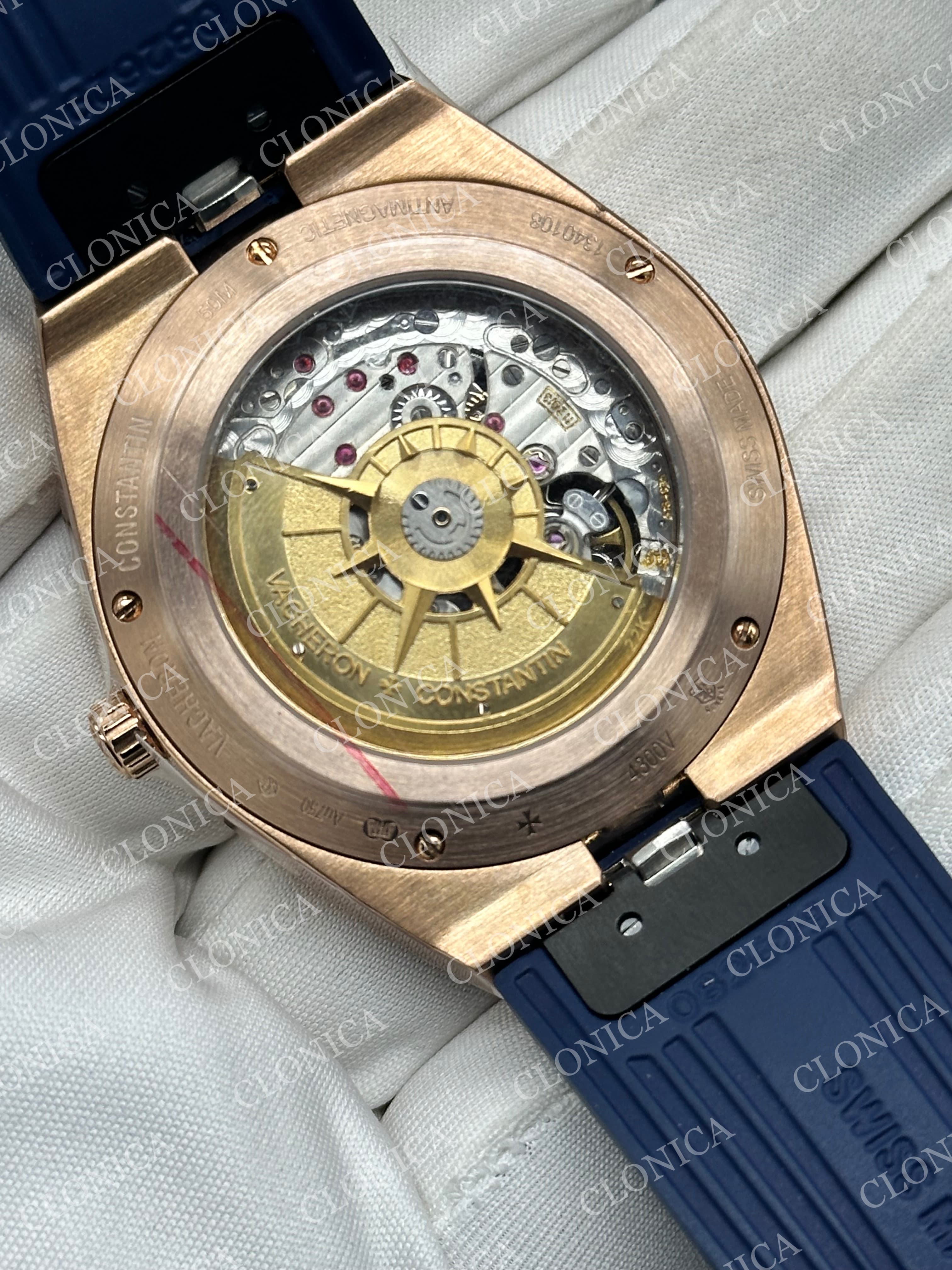 OVERSEAS PERPETUAL CALENDAR RG BLUE DIAL ON BLUE RUBBER STRAP A1120 — view 9