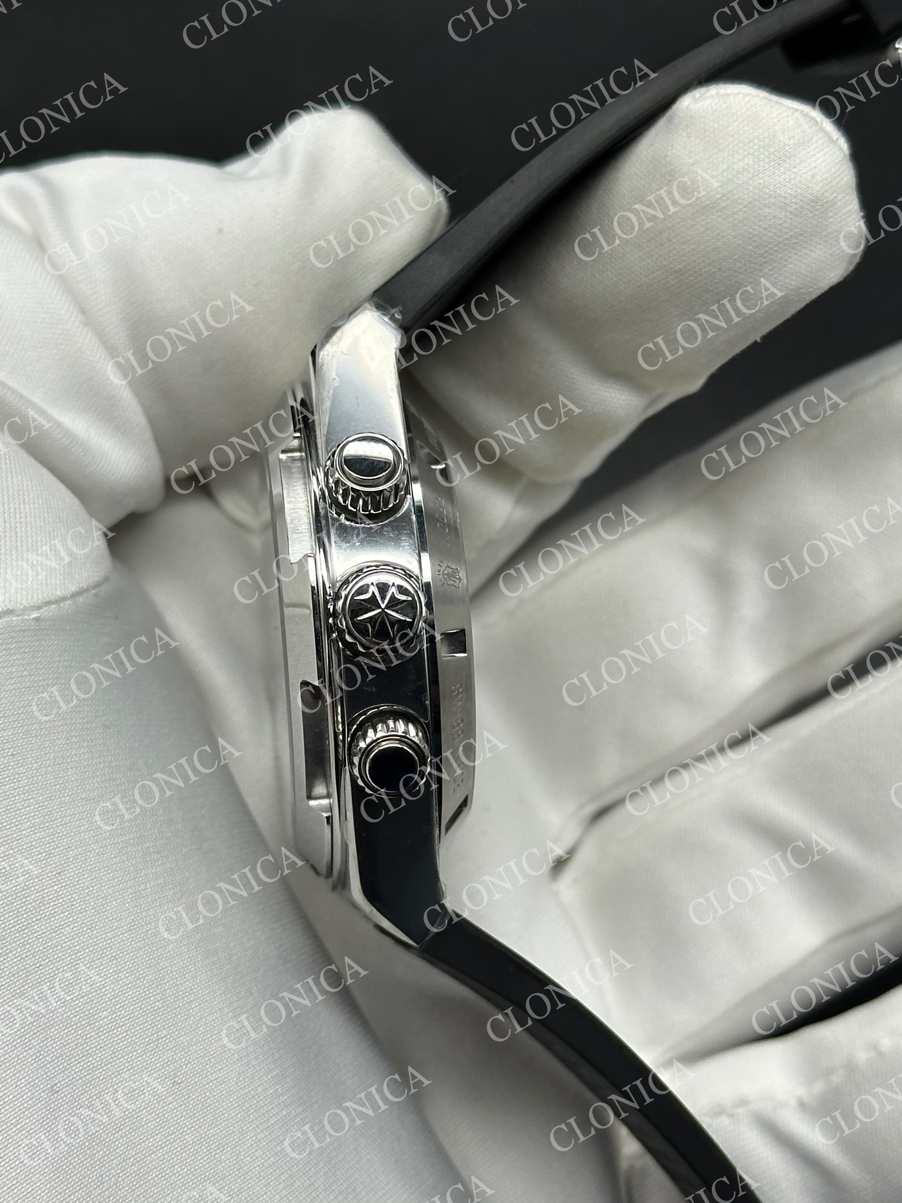 OVERSEAS 4520V SS BLACK/WHITE DIAL ON BLACK RUBBER STRAP A7750 — view 4