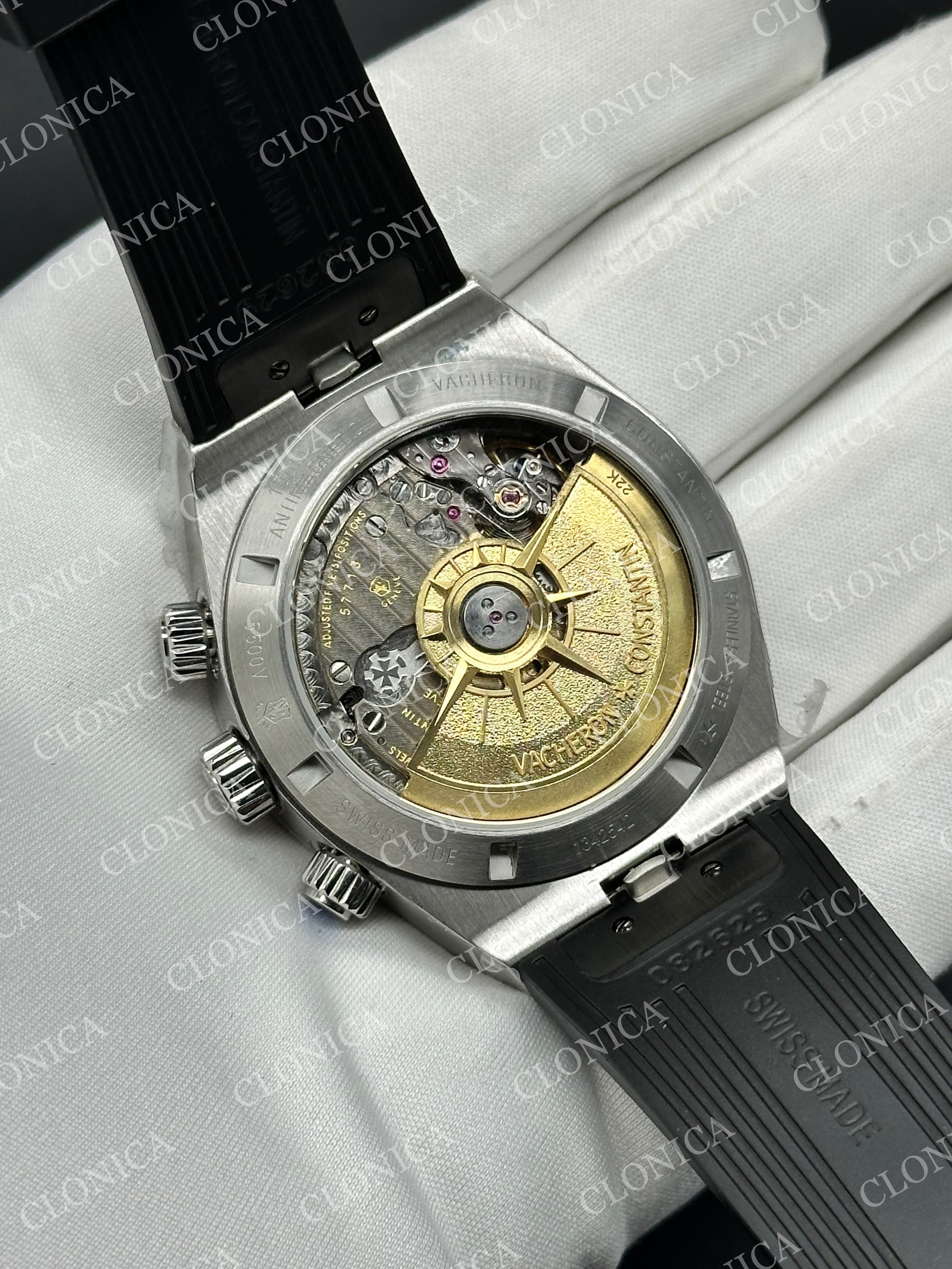 OVERSEAS 4520V SS BLACK/WHITE DIAL ON BLACK RUBBER STRAP A7750 — view 5
