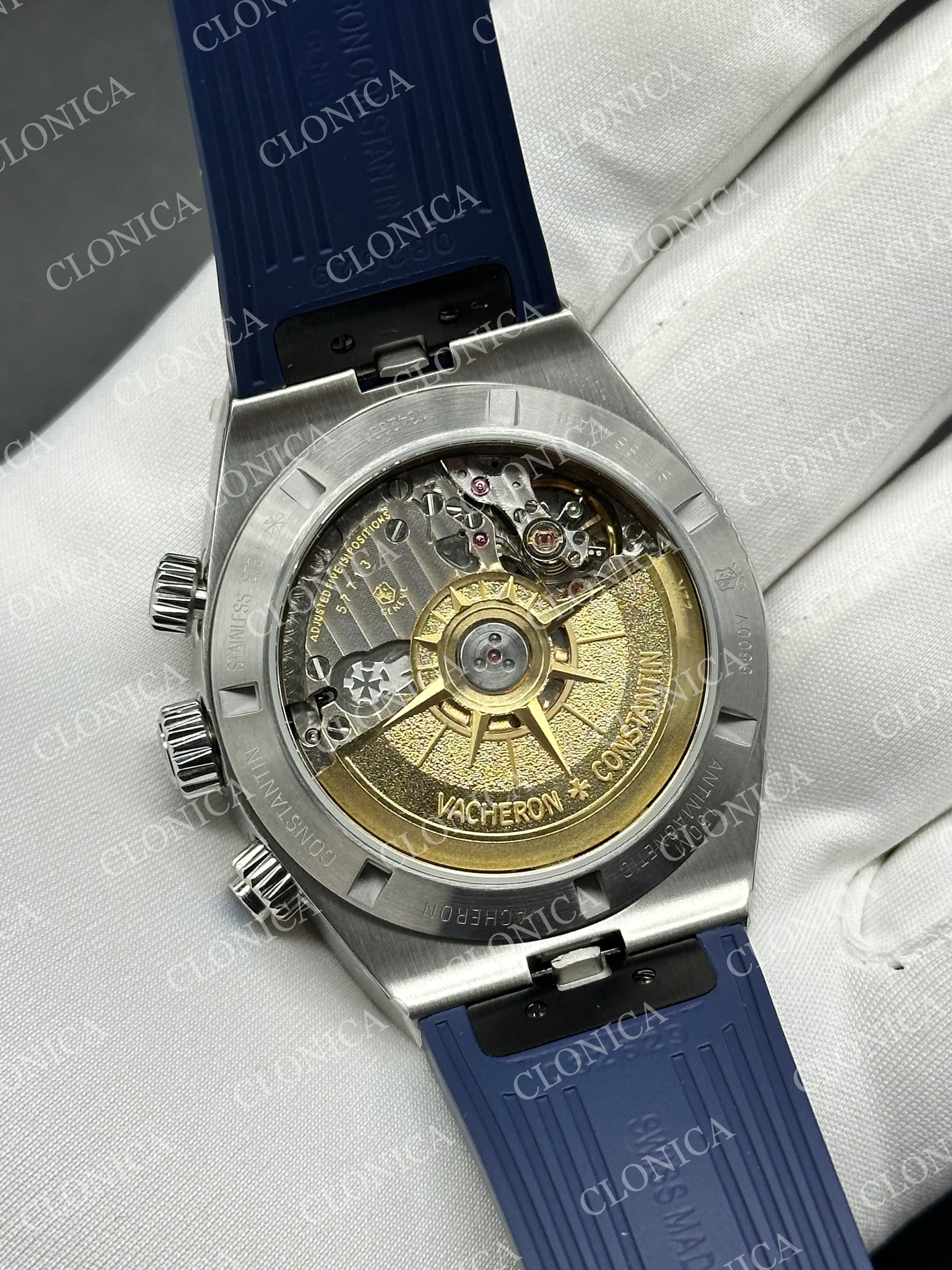 OVERSEAS 4520V SS BLUE DIAL ON BLUE RUBBER STRAP A7750 — view 5